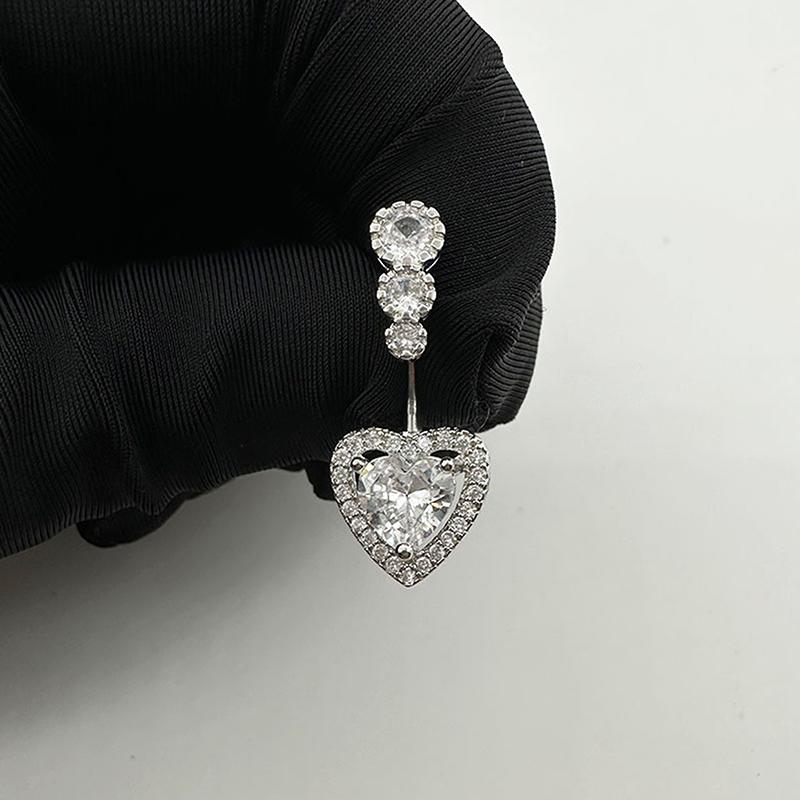 

1Pc Trendy Heart Zircon Belly Button Rings For Women Piercings Navel Rings Sexy Body Jewelry as the picture