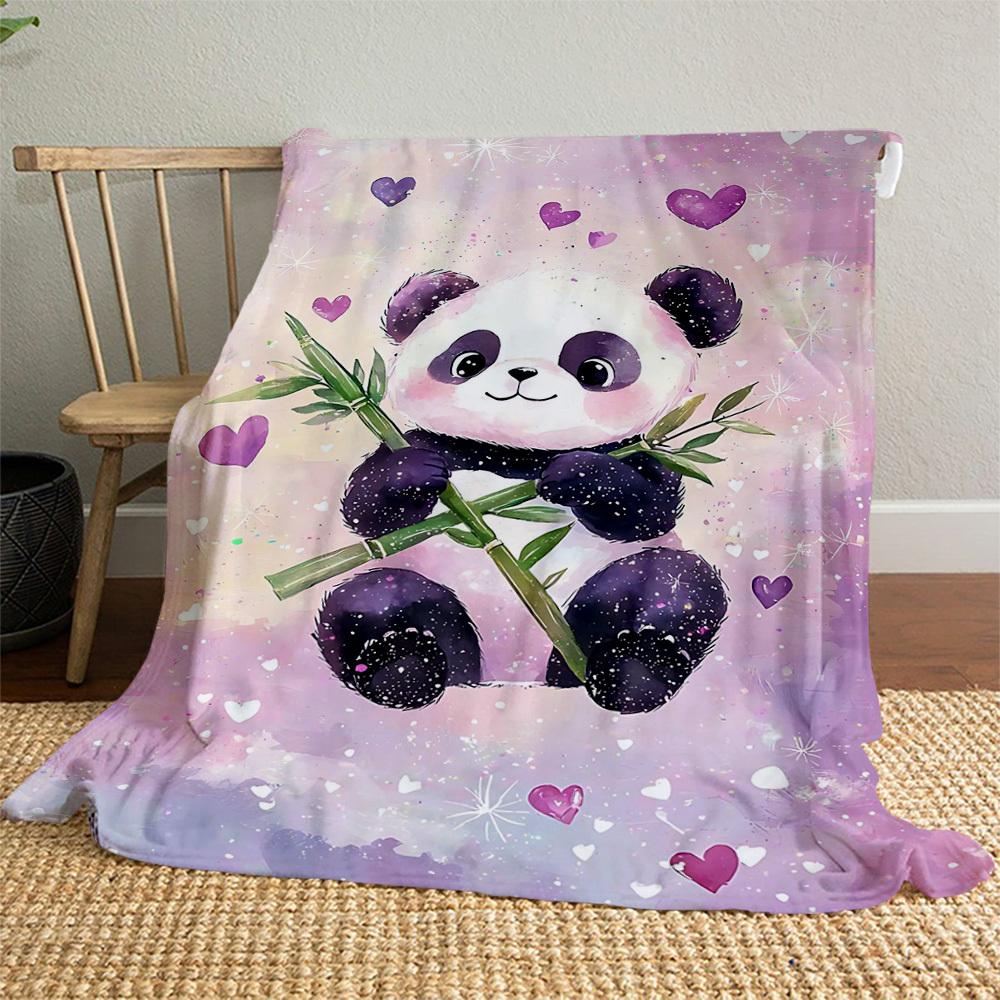 1pc panda heart Outdoor Flannel Blanket Soft Warm All-Season Throw for Sofa Bed Car Camping Office, Cozy Gift Idea1212S