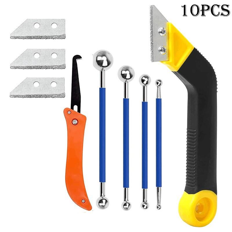 9-Piece Grouting Tool, Door And Window Floor Seam Glass Glue Cleaning Hook Knife, Seam Cleaner Seam Saw Knife Direct Sales