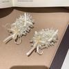1/2pcs French Ballet Style Imitation Pearl Bow Ribbon Women Hairpin Sweet Simple Elegant Bangs Side Clip Headwear
