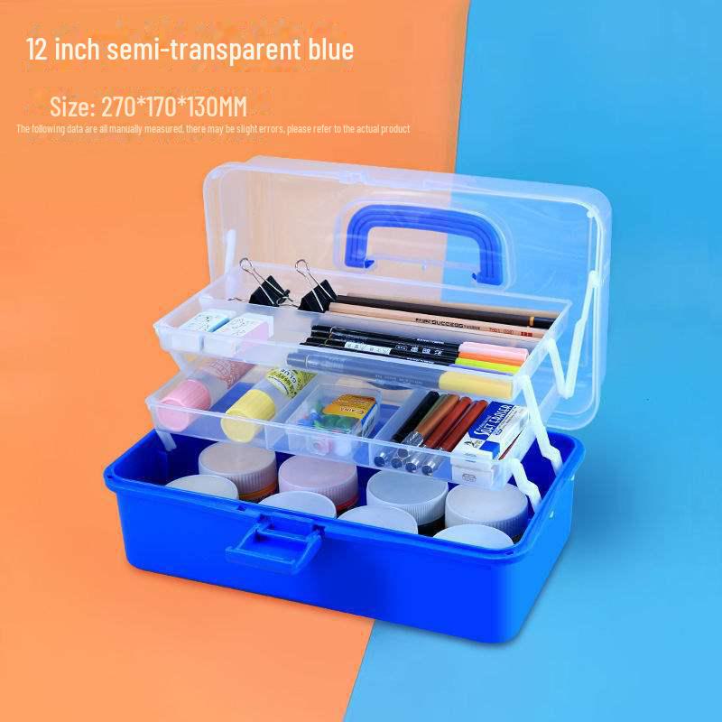Large Capacity 3-Layer Transparent Art Tool & Pencil Storage Box