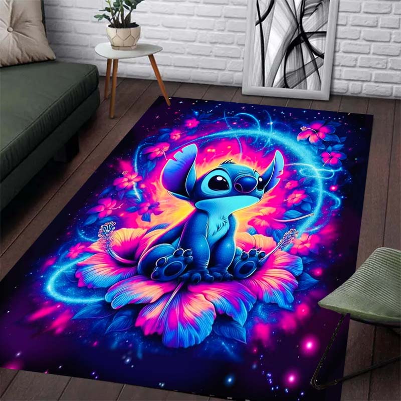 Stitch Is Holding Carpet with Floral Patterns - Non-slip Kitchen and Outdoor Carpet Home and Bedroom Decorations Birthday Gifts