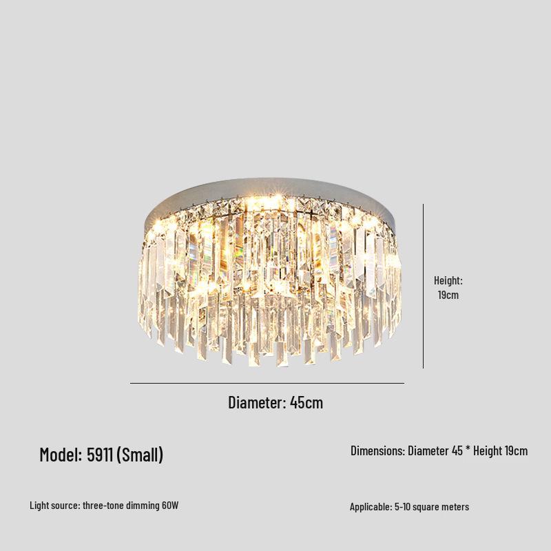 Luxury LED Crystal Ceiling Light: Round & Rectangular Dimmable Pendant for Living Room, Dining Room, Bedroom, Hall.