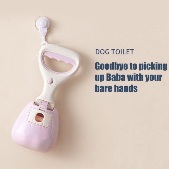 Portable Dog Pooper Scooper with Bag Ergonomic Handle Small Medium Large Dog Cat Poop Picker Walking Pet Poo Picker Catcher Clamp