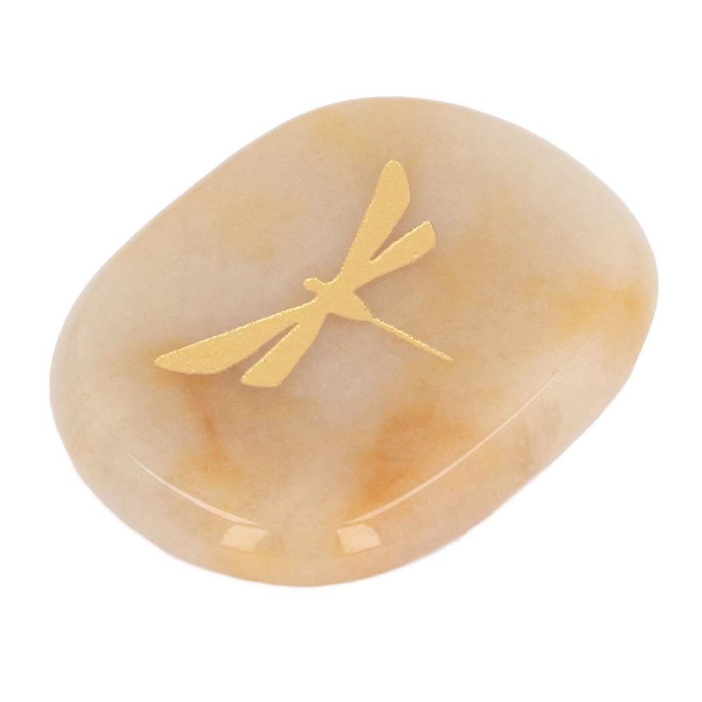 Gold Dragonfly Carving Thumb Worry Stone Lightweight Balance Stone Massage Stone Meditation