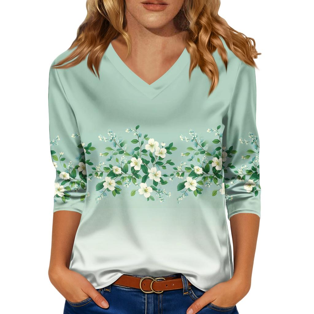 Kadınlar İçin Şık 3/4 Uzun Kollu Gömlekler İş Günlük Kıyafet Üstleri