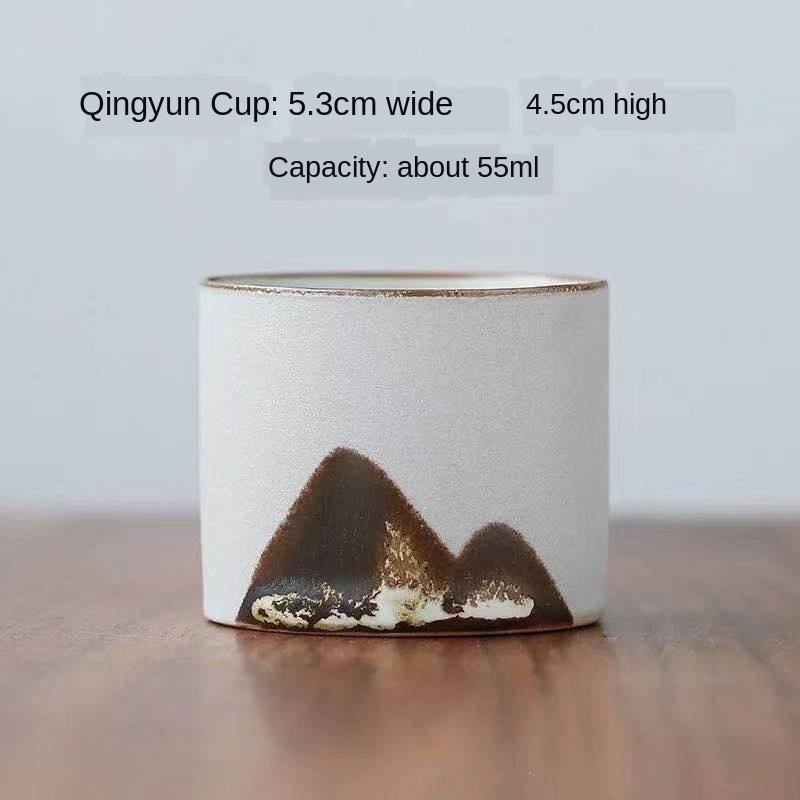 Hand-Painted Zen Tea Cup Handmade Retro Chinese Style Stoneware Master Cup Ceramic Kung Fu Tea Set Ceramic Cup Small