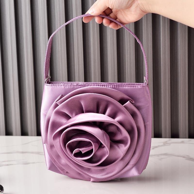 Vintage Stereoscopic Big Flower Evening Bag Satin Cheongsam Clutch for Ladies Luxury Designer Crossbody Shoulder Purses 2026