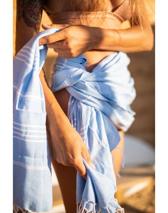 Fouta - LESTOFF - MAYA - 100% coton bio - 95 x 180 cm - Finition franges nouées