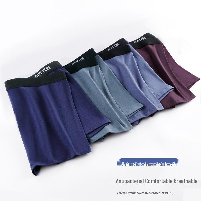 Men's 3D Printed Mid-Waist Cotton Boxer Briefs with U-Convex Design