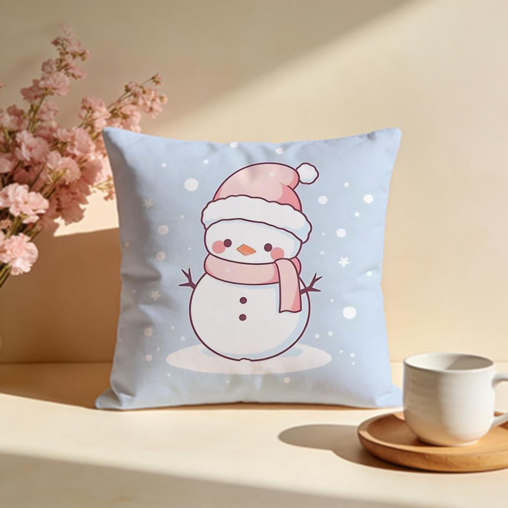 Frosty Snowman Cushion Cover Soft Pillow Cases for Home Bedroom Living Room Sofa