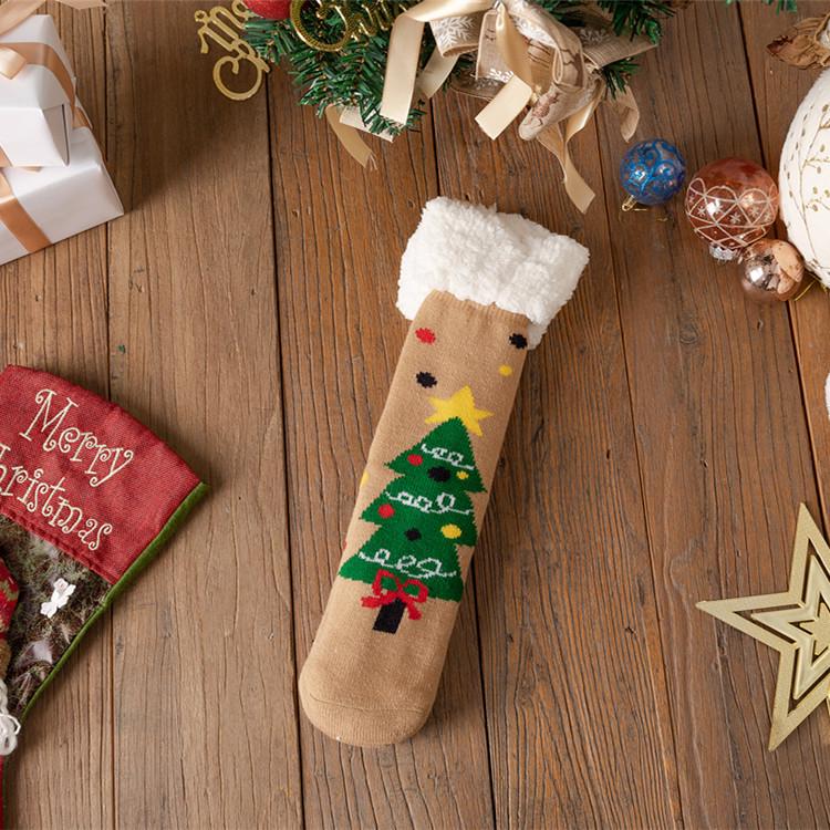 Women's Winter Christmas Stockings: Cozy Mid-Calf Snow Socks with Velvet, Perfect for Home Sleeping