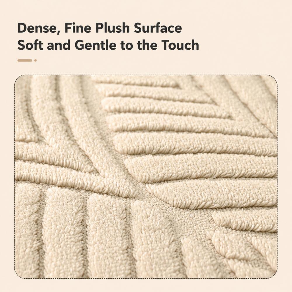 Bathroom Mat with Non-Slip PVC Backing, Absorbent Jacquard Plush Bath Rug, Machine Washable, 4 Size Options
