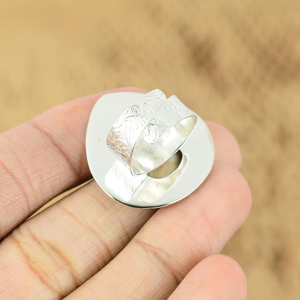 Natürliche Shiva-Auge-Muschel Versprechen Halbmond Verstellbarer Ring 925 Silber