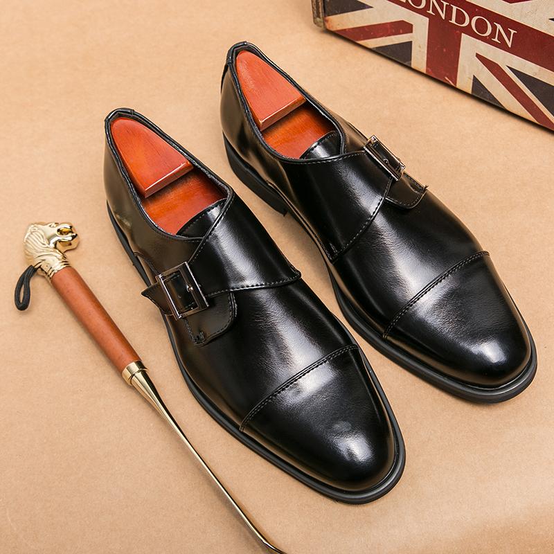 Spring Italian Brand Loafers Shoes Buckle Leather Shoes Large 38-48 Thick Sole Casual Shoes Men's British Style Brock Men Shoes