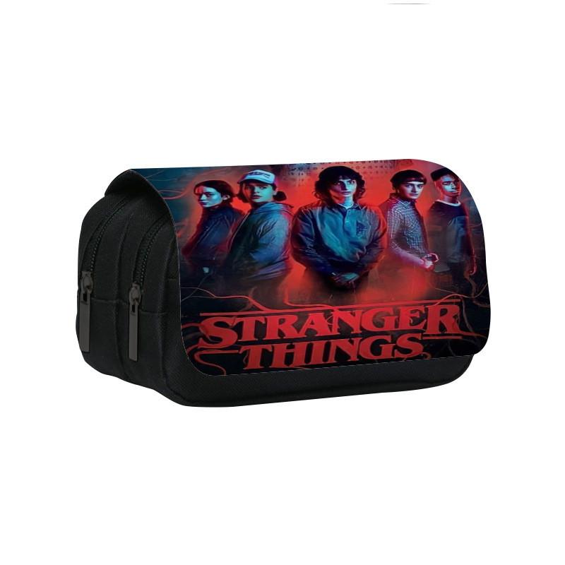 Stranger Things 4 Doppellagiges Federmäppchen mit großem Fassungsvermögen für Schüler und Bürogebrauch