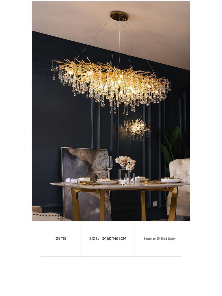 French Luxe Crystal Water Drop Chandelier - Living Room & Dining