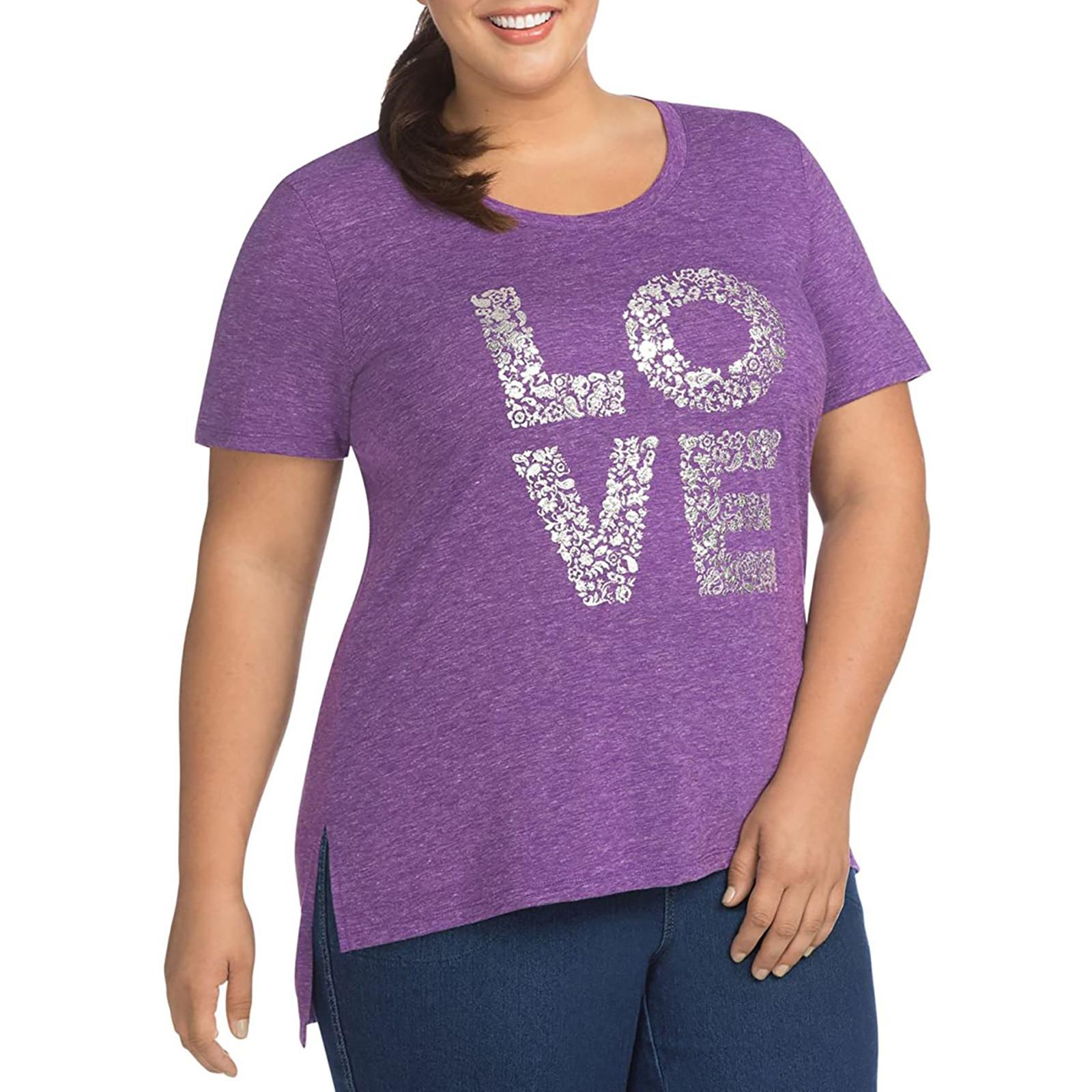 

Женская мода большого размера с круглым вырезом, пуловер с принтом, свободная повседневная футболка с верхом XL фиолетовый