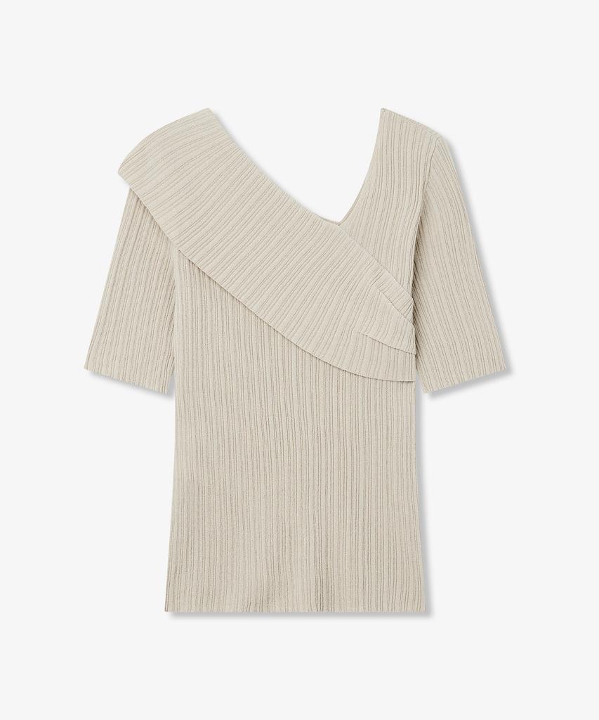 Bobeu Asymmetrical Ribbed Knit Pullover_Beige 7156350001