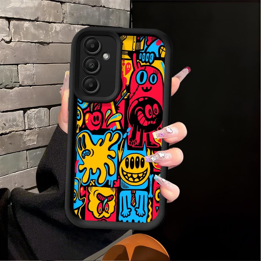 Handyhülle Case für Samsung Galaxy A16 A56 A51 A73 A23 A12 A13 A71 A72 A26 A32 A15 A35 A36 A53 A54 A34 Rotes Graffiti Muster