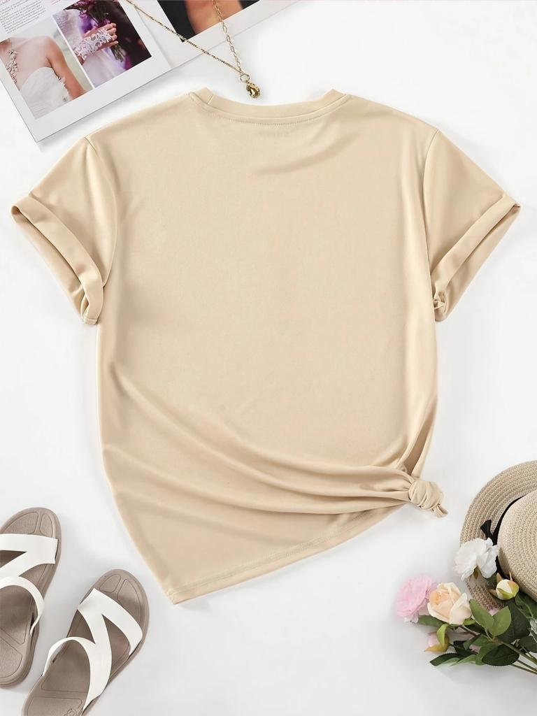 Women's Kitten & Yellow Umbrella Print T-Shirt - Spring Summer Casual Short Sleeve Blouse Top with, Round Neck Suitable for Daily Wear,