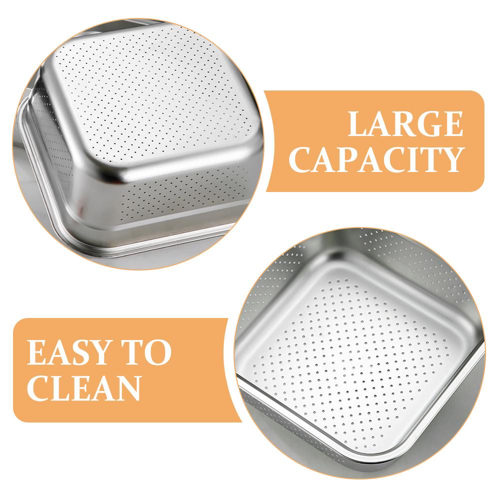 Vegetable Kitchen Sink Colander for Rice 201 Stainless Steel Washing Bowl Gadget