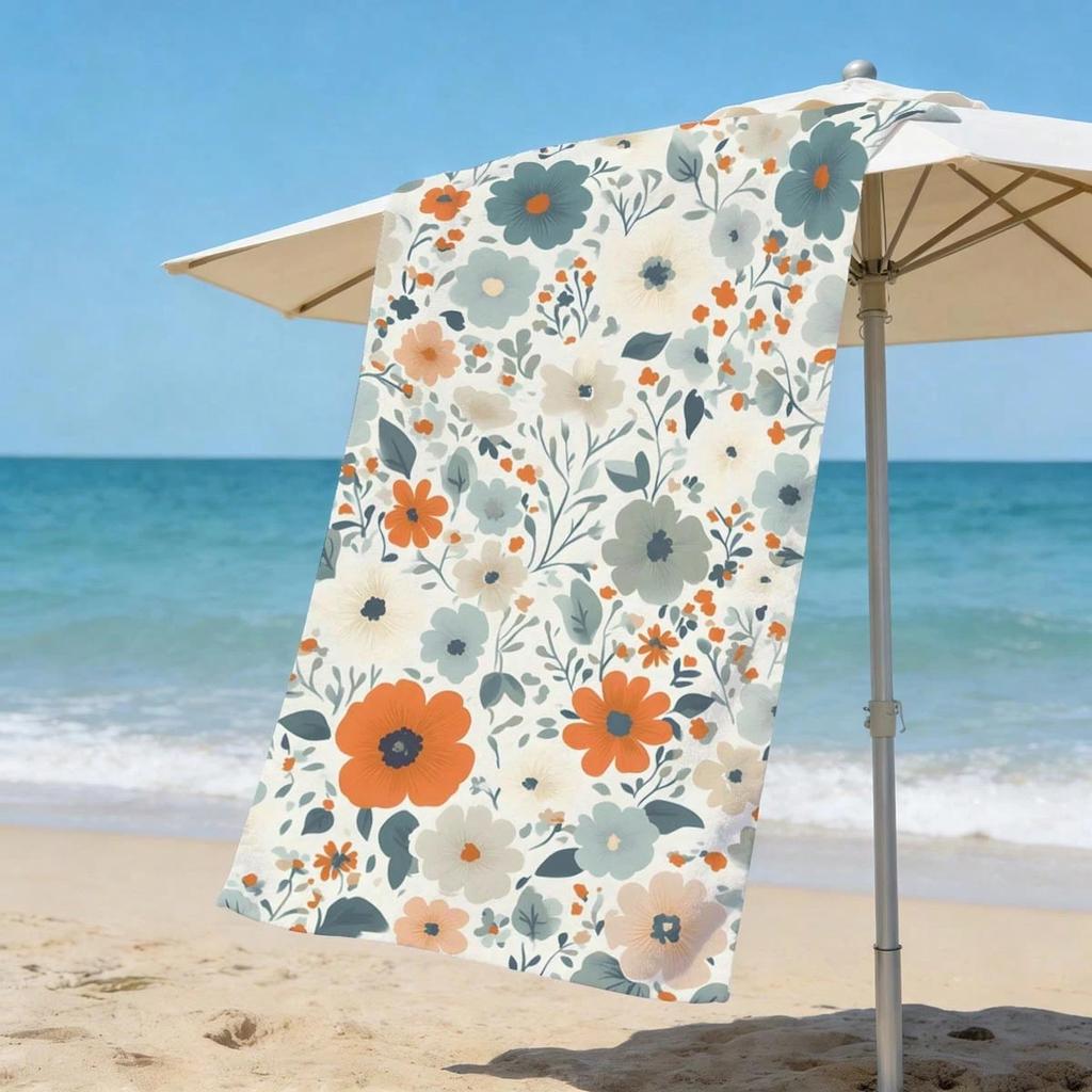 Bohemian Floral Print Quick Dry Lightweight Breathable Comfortable Beach Towel for Summer Pool and Outdoor Activities