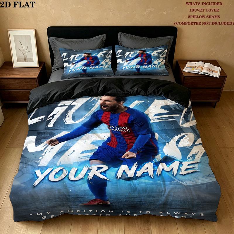 Lionel Messi Bedding Quilt Set Quilt Cover Pillowcase Home Decoration Birthday Gift (1 * duvet cover + 2 * pillowcase, without core)