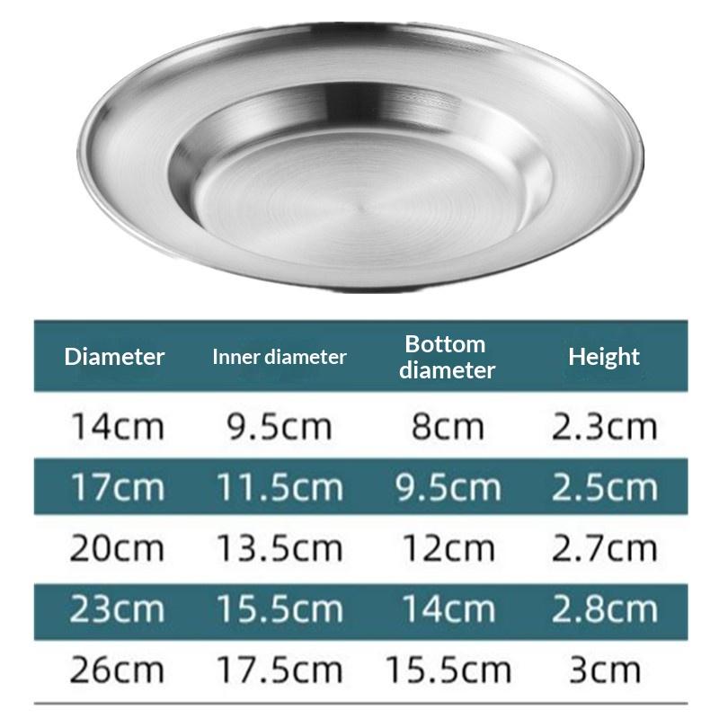 Round Kitchen Bar Tableware Cake And Fruit Snack Salad Plate Kitchen Accessories Stainless Steel Plate Camping Picnic Plate