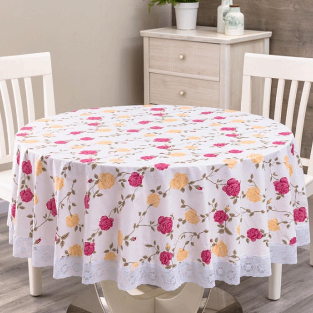 Printed Design PVC Tablecloth Pastoral Style Round Table Cover Waterproof Tablecloth  Hotel Use