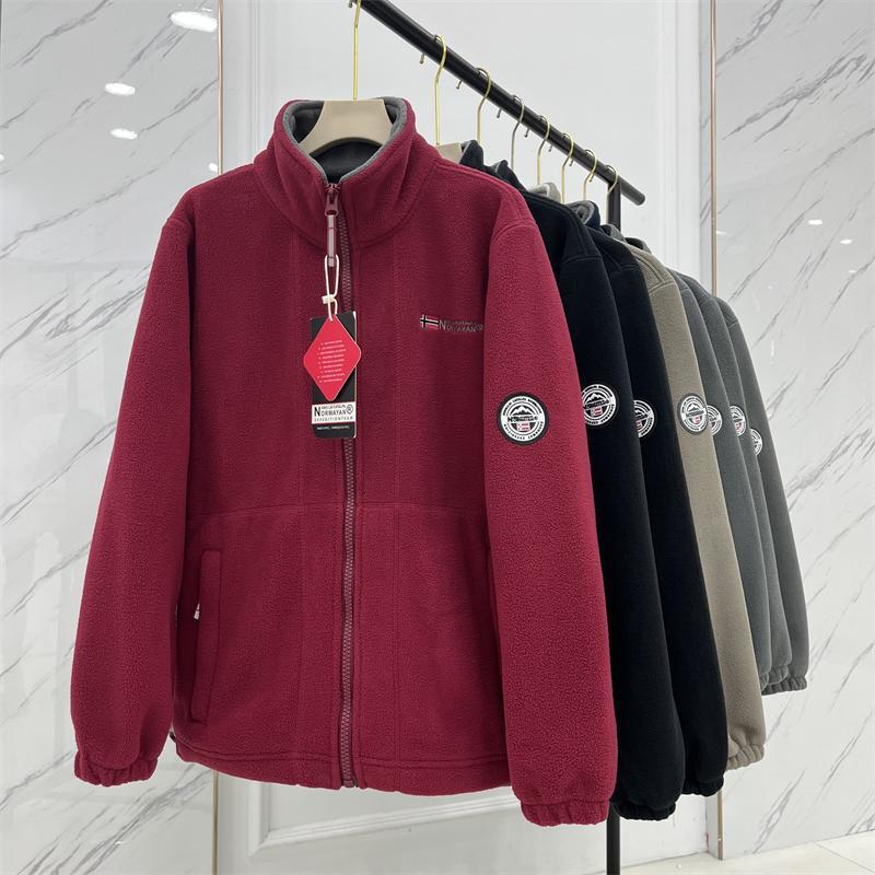 Men's Plus Size Norway Fleece Jacket - Double-Sided Plush, Thick, Warm, Casual, Autumn/Winter Outerwear