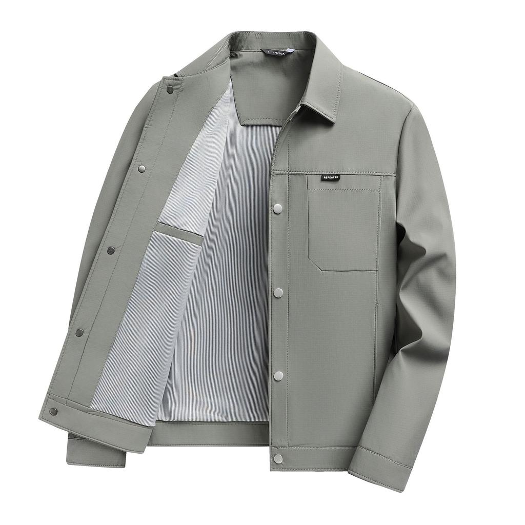 Jacket Men's Short Lapel Casual Jacket Spring and Autumn New Handsome and Versatile Thin Work Top