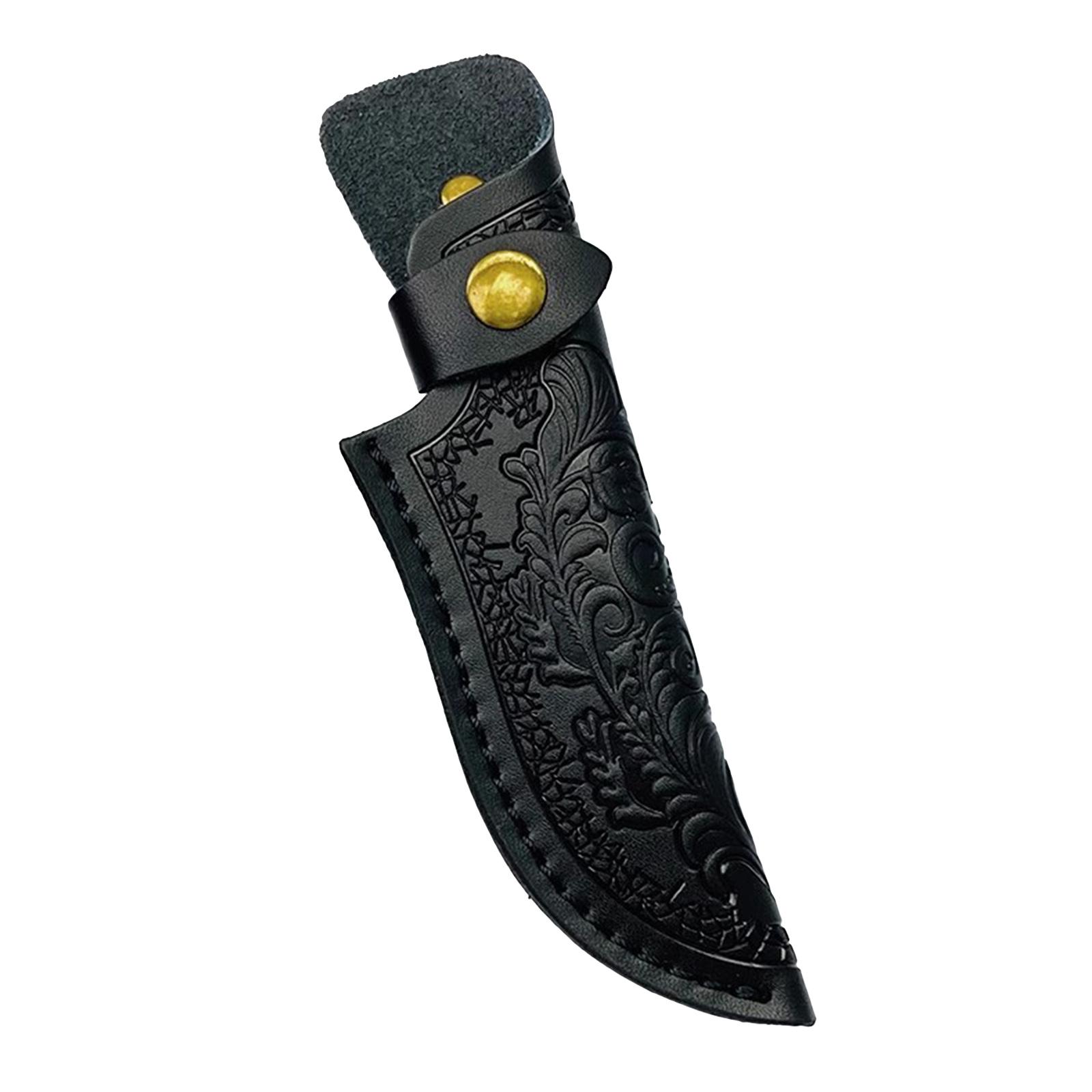 

Шкіряні прямі чохли для ножів, шкіряні оболонки, ремінь, тримач для кишенькових ножів для кемпінгу на відкритому повітрі, полювання на барбекю чорний