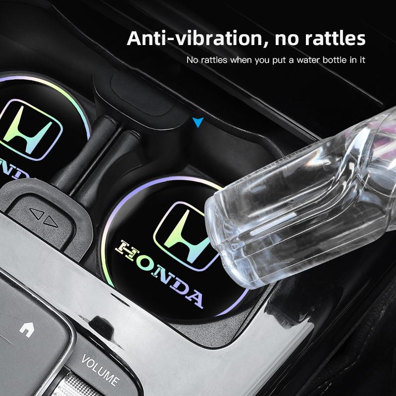 ARC1 2Pcs Car Water Cup Mat Auto Interior Storage Pad For Honda Civic Accord Crosstour Spirior Odyssey Avancier UR-V Sienna Elysion
