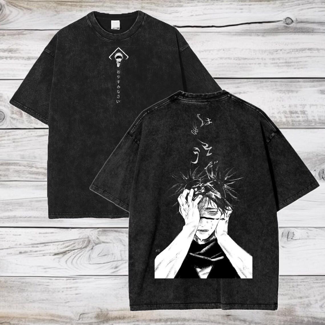 Jujutsu Kaisen Anime Acid Washed Oversized Tshirt Suguru Geto Anime Men Women Tshirt Gift for Him Mens Tshirt Black Cotton Tshirt M