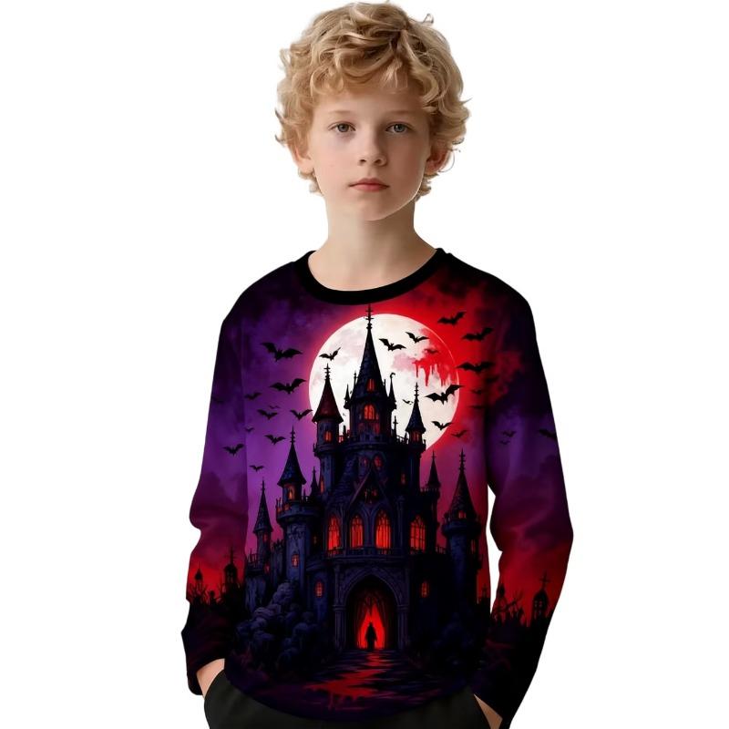Summer Children's 3D Printed Long Sleeve T-Shirt Fashion Versatile Breathable Trend Casual