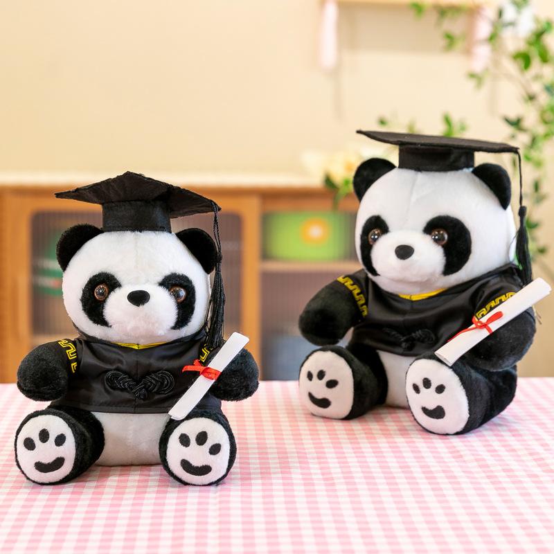 Bai Fen Bai Dolls And Toys Black New Graduation Gift Doctor Panda Doll Plush Toy Giant Panda Doll Classmate Commemorative Gift Rag Doll