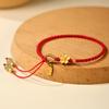 Natural Hetian Jade Peach Blossom Red Rope Bracelet for Women, Light Luxury Niche Exquisite Ladies' Zodiac Jewelry