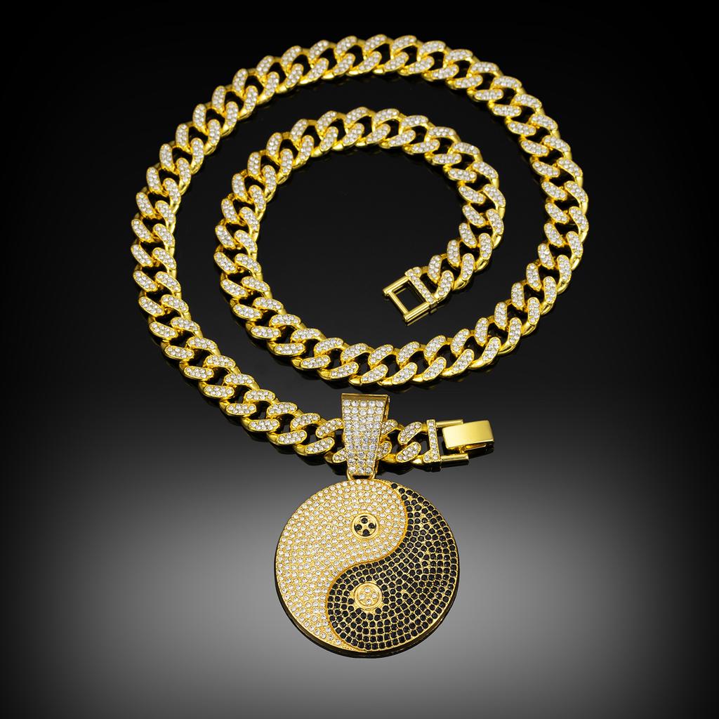 New Men's Hip Hop Cross-Border Trend Tai Chi Diamond Miami Cuban Necklace, Fashion Accessories