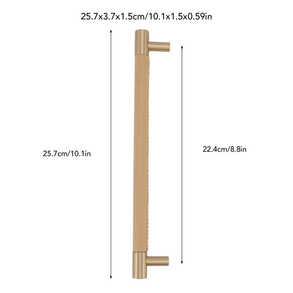 Cabinet Door Handle 224MM Hole Pitch Lther Brass Light Luxury Cupboard Bar Pull Handle for Home Wardrobe Drawer