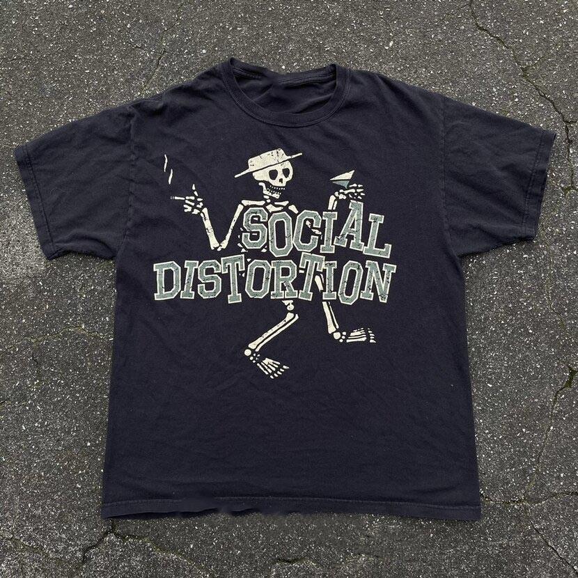 Vtg Social Distortion Band Heavy Cotton Black T Shirt For Men TR120 Unisex T-Shirt XXL