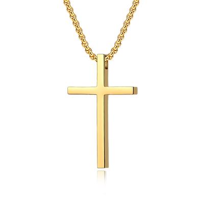 Simple Titanium Steel Cross Necklace Glossy Niche Personality Men And Women Wear Sweater Chain Pendant