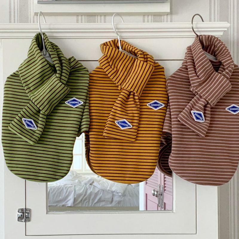 BARKDOG [SET] Mochi Stripe Fleece T-shirt & Scarf