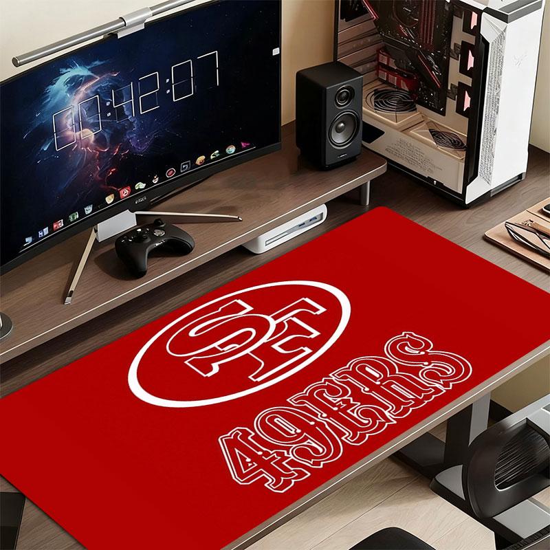 49ers Mouse Pad, Large Gaming Desk Mat, Non-slip XXL Mousepad for Laptop & Tablet, Mini PC Playmat with Stitched Edges