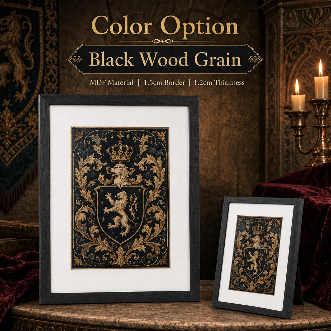 RYW MDF Wood Picture Frame Black Wood Grain Photo Frame Multi Size 8x10 A4 11x14 12x16 16x24 (as the picture,8*10)