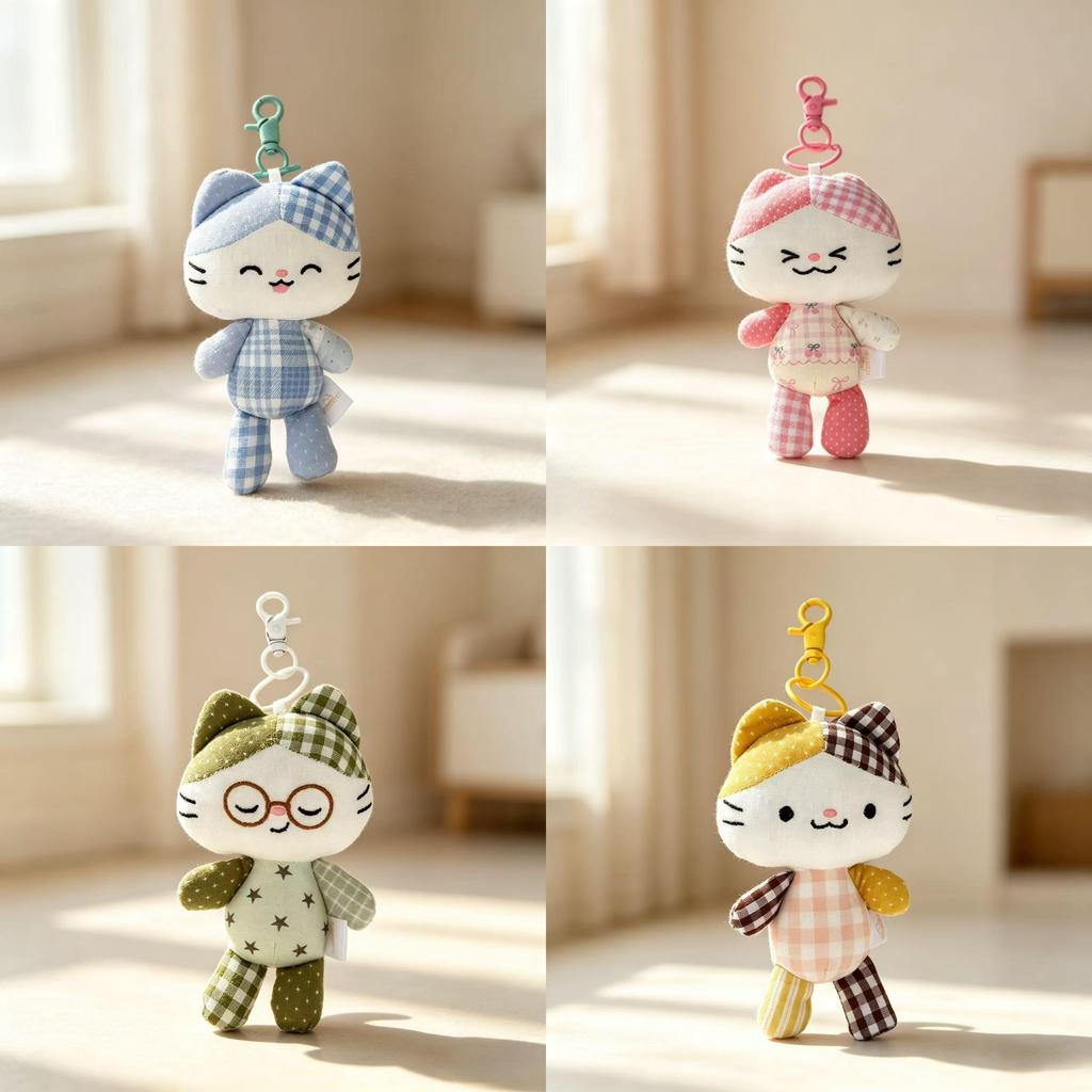 Cat Plush Toy Keychain With Polyester Fiber For Kids And Gift Souvenir