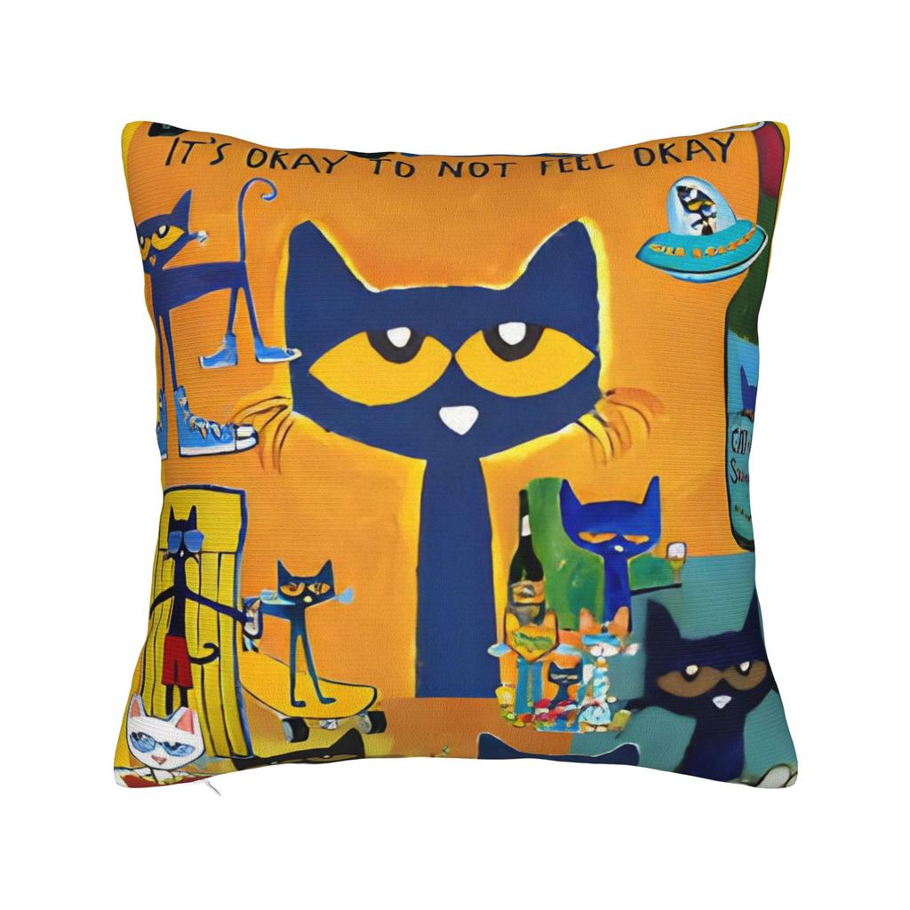 Pete The Cat Cartoon Pillowcase Polyester Cushion Cover Gift Throw Pillow Case Cover Home Dropshipping 18'