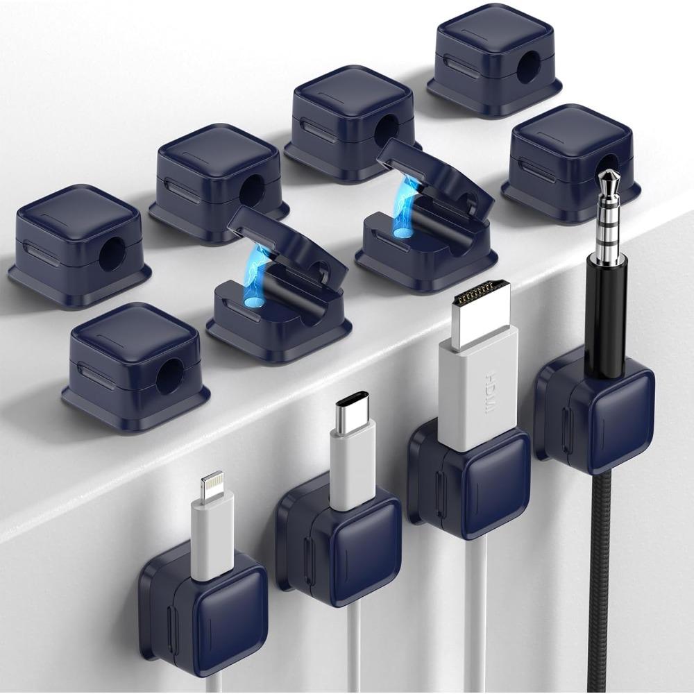 Magnetický držák Silné lepidlo, snadno se otevírá. Uspořádá nabíjecí kabely k telefonu úhledně. Pro domov, kancelář, auto, stůl, noční stolek.