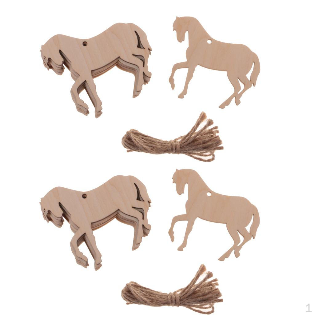 

20 шт. Деревенское деревянное украшение в виде лошади для свадьбы, подвесное, деревянные поделки с бечевкой