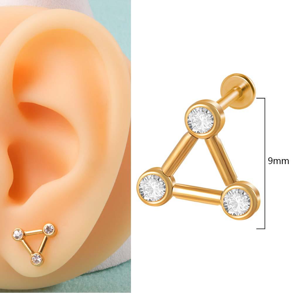 G23 Titan & Stahl 16G CZ Edelstein Dreieck Lippenring Kristall Cluster Ohrring